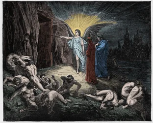 Inferno, Gesang 9: Der Engel öffnet die Tore (Illustration aus Die Göttliche Komödie von Dante Alighieri, 1885)